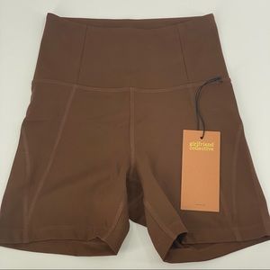 Girlfriend Collective Brown High Rise Bike Short Size XS NWOT